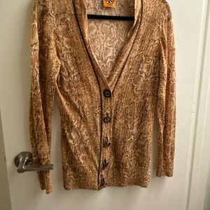 Tory Burch Linen Cardigan Sweater  Sz Medium